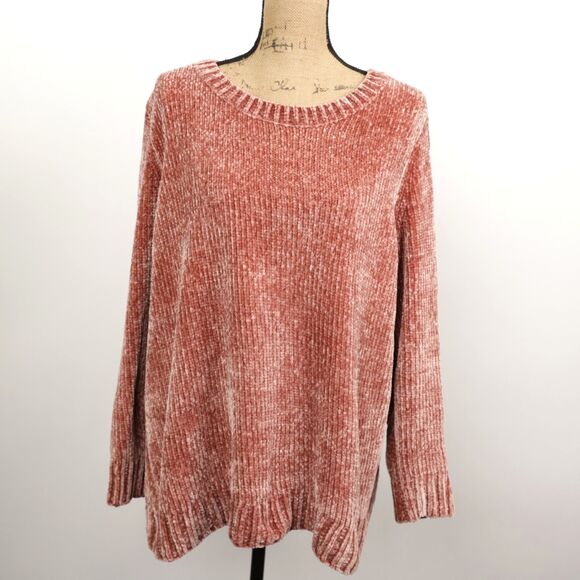 Orvis Rose Pink Chenille Crew Neck Sweater  size XL - Picture 2 of 10